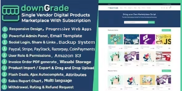 dOwnGrade-single vendor digital marketplace with subscription (script)